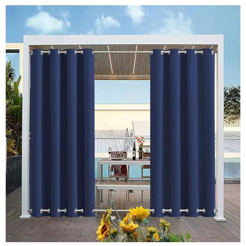 Mewkew Outdoor-Vorhänge mit Doppelösen (oben und unten), für Garten, Terrasse, Pavillon, Pergola, wasserdicht, winddicht, verdunkelnd, wärmeisoliert, Außenvorhänge, B 162 x L 290 cm, für Garten von Mewkew