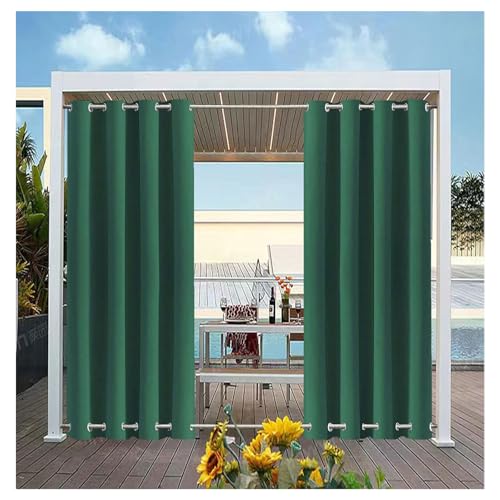 Mewkew Outdoor-Vorhänge mit Doppelösen (oben und unten), für Garten, Terrasse, Pavillon, Pergola, wasserdicht, winddicht, verdunkelnd, wärmeisoliert, Außenvorhänge, B 224 x L 244 cm, für Garten von Mewkew