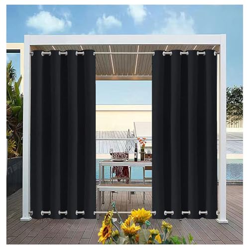 Mewkew Outdoor-Vorhänge mit Doppelösen (oben und unten), für Garten, Terrasse, Pavillon, Pergola, wasserdicht, winddicht, verdunkelnd, wärmeisoliert, für den Außenbereich, B 203 x L 229 cm, für Garten von Mewkew