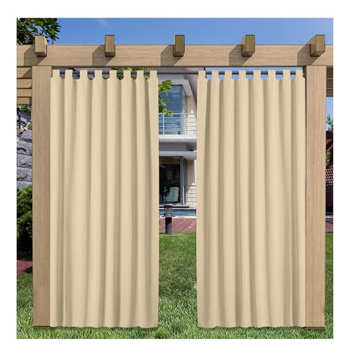 Mewkew Outdoor Vorhang,B302×H182 cm Wetterfest Sonnenschutz Wasserdicht Outdoor Gardinen mit Klettverschluss Geeignet für Terrasse Fenster Pavillons Balkone,1 Stück von Mewkew