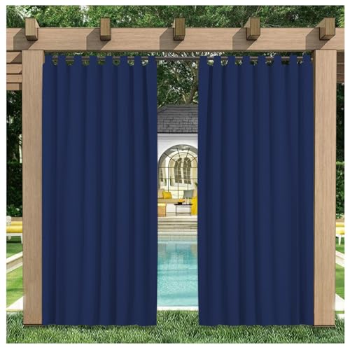 Mewkew Outdoor Vorhang Wetterfest, Outdoorvorhänge für Pavillon Terrasse Sichtschutz Sonnnenschutz Balkon Vorhang Blickdicht Gardinen Wasserdicht,mit Abnehmbaren Schlaufen,H274 × B172 cm (1 Stück) von Mewkew