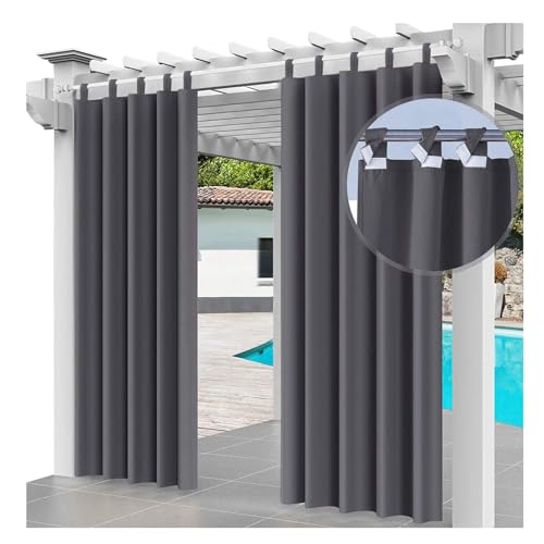 Mewkew Outdoorvorhäng mit Abnehmbaren Schlaufen Wasserdicht Garden Vorhang B302×H233 cm Wetterfest Sichtschutz Outdoor Vorhang Sonnenschutz Gardinen,1 Stück von Mewkew