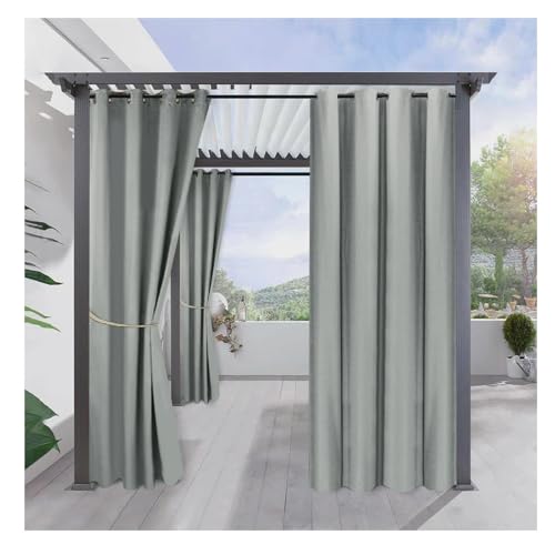 Mewkew Outdoorvorhänge H175×B202cm Outdoor Vorhang Wetterfest mit Ösen Sonnenschutz Vorhang,Vorhänge Blickdicht Geeignet für Pergola Garten Pavillon Gartenlaube Veranda von Mewkew