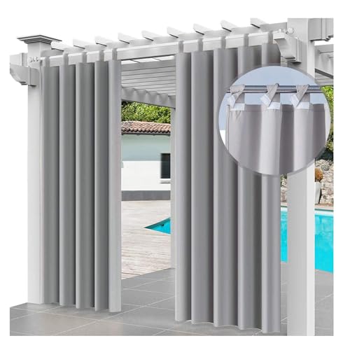Mewkew Outdoorvorhänge Wasserdicht Wetterfest Schlaufenschal Outdoor Gardinen B202×H244 cm Balkon Vorhang Sichtschutz Sonnenschutz Terrasse Vorhänge,1 Stück von Mewkew