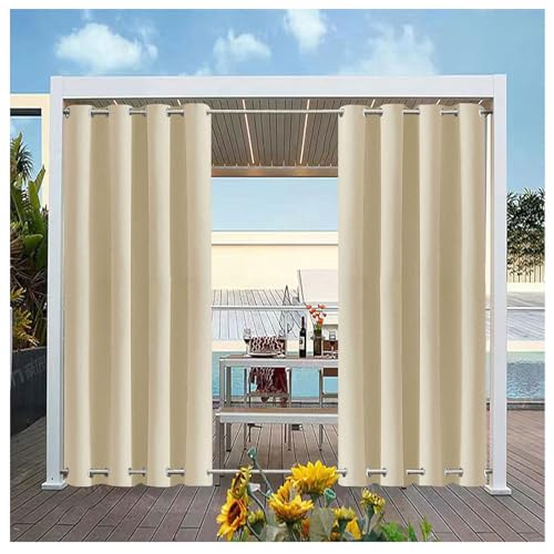 Mewkew Paneele für den Außenbereich, wasserdicht, für Garten, B 152 x L 183 cm, Doppelösen oben und unten, Pavillon, Verdunkelung, wärmeisoliert, Sichtschutz, Outdoor-Vorhang, Ösenvorhänge für Pergola von Mewkew