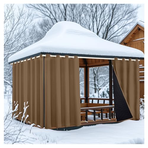 Mewkew Wasserdichte Outdoor-Vorhänge für Terrasse, B192 × H150 cm, dicke Baumwollvorhänge, winddicht, Pavillon-Vorhang, Sichtschutz, Sonnenblockierung, Außenvorhang-Set für Veranda, Pergola und Cabana von Mewkew