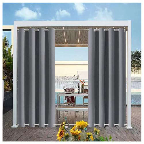 Outdoor-Vorhänge, wasserdicht, B 172 x L 150 cm, dicker Stoff, lichtblockierend, Verdunkelungsvorhänge mit Ösen oben und unten, wärmeisolierte Vorhänge für Garten, Terrasse, Lanai, Veranda, Essen im Outdoor-Vorhänge, wasserdicht, B 172 x L 150 cm, dicker Stoff, lichtblockierend, Verdunkelungsvorhänge mit Ösen oben und unten, wärmeisolierte Vorhänge für Garten, Terrasse, Lanai, Veranda, Essen im von Mewkew