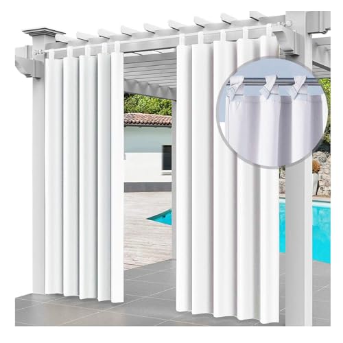 Wasserdichte Outdoor Vorhänge für Patio W157×H96 Zoll Blackout Thermal Insulated Privac Curtains for Veranda, Pergola, Cabana von Mewkew