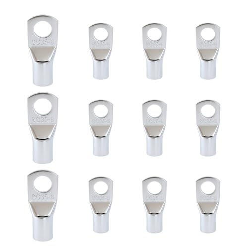 12 PCS Rohrkabelschuhe 35mm² M8, Unisolierte Ring Kabelschuhe Kupfer verzinnt, Hochleistungs-Kabelschuhe Set für Batteriekabel, Verteilerkasten, KFZ, Rohrkabelschuh & Quetschkabelschuh 12 PCS Rohrkabelschuhe 35mm² M8, Unisolierte Ring Kabelschuhe Kupfer verzinnt, Hochleistungs-Kabelschuhe Set für Batteriekabel, Verteilerkasten, KFZ, Rohrkabelschuh & Quetschkabelschuh von Mewtush