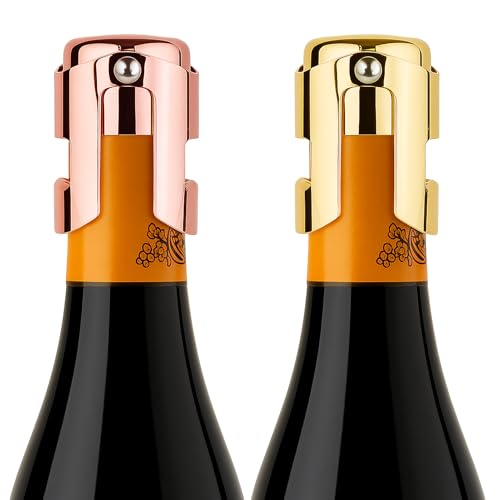2PCS Sektverschluss Flaschenverschluss Champagner Verschluss,Edelstahl Flaschenverschlüsse Mit Silikondichtung,Hält Sekt Und Schaumwein Bis Zu Tage Frisch,Ideal Für Partys Und Feiern (Gold & Roségold) von Mewtush