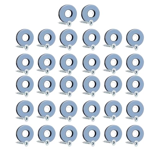 32 PCS Teflongleiter zum Schrauben, Möbelgleiter, Bodengleiter 22 mm mit 32 Edelstahlschrauben, Teflongleiter für Stühle, Effektiver Möbelschutz für Stühle und Böden(Rund | Schwarz) von Mewtush