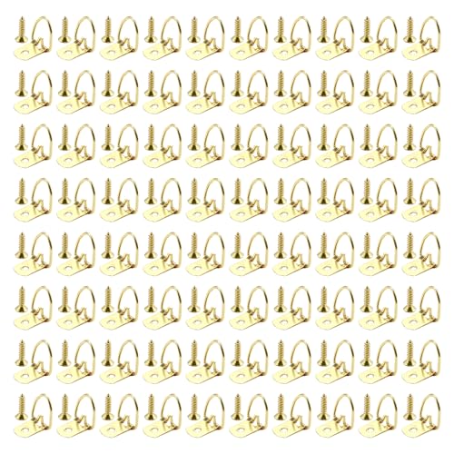 80PCS Bilderhaken, Bildaufhänger Mit Schrauben, Bilderhaken Zum Nageln, Dreieckige Aufhänger Mit Schrauben, Ideal Für Bilderrahmen, Gemälde, Poster Und Wanddekorationen in Elegantem Goldfinish von Mewtush