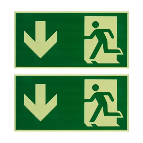 Schild Notausgangsschild Nachleuchtendes, 300x150mm, Fluchtwegschilder Nachleuchtend, Erste Hilfe Schild, Notausgang, Rettungswegzeichen mit Pfeil nach unten, UV-Schutz für Innen- und Außenbereiche Schild Notausgangsschild Nachleuchtendes, 300x150mm, Fluchtwegschilder Nachleuchtend, Erste Hilfe Schild, Notausgang, Rettungswegzeichen mit Pfeil nach unten, UV-Schutz für Innen- und Außenbereiche von Mewtush