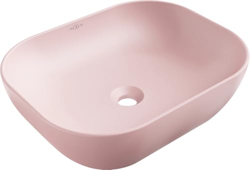 Mexen Waschbecken aus Keramik mit Einzelbecken rosa - rosa matt - 21095044 von Mexen