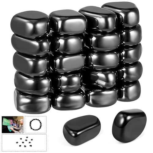 Mexgcom 20 StüCk HäMatit Magnete, Magnetische Steine Spiel Mit Spielseil, Magnetisches Schachspiel Steine, FüR Zuhause Wiedervereinigung BüRo Reise Party Camping (Schwarz) von Mexgcom