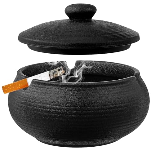 Mexgcom Aschenbecher für Draussen Außenbereich, Winddichter Aschenbecher mit Schwarzer Keramikabdeckung, Ideal für Balkone und Büros, Aschenbecher für den Außenbereich Mexgcom Aschenbecher für Draussen Außenbereich, Winddichter Aschenbecher mit Schwarzer Keramikabdeckung, Ideal für Balkone und Büros, Aschenbecher für den Außenbereich von Mexgcom