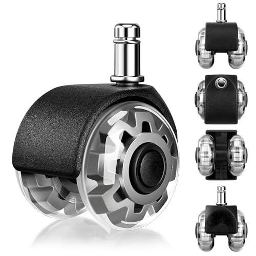 Mexgcom Bürostuhl Rollen 5er Set, 11 x 22MM Rollen für Bürostuhl-Räder, 360°Rotatable, Quiet and Without Scratches, Schreibtischstuhl Rollen für Hard Floors, Parkettböden, Teppich von Mexgcom