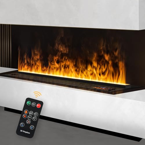 Elektrischer Kamin，Wasserdampf-Kamin,eingebauter Elektrokamin,3D-Flammeneffekt, Elektro Kamin mit Fernbedienung[180cm, schwarz] von Mexhom