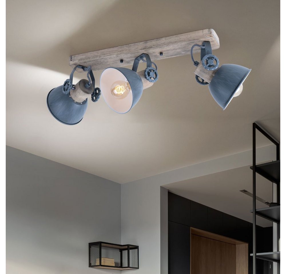 Steinhauer LIGHTING LED Deckenleuchte, Leuchtmittel nicht inklusive, Holz Decken Strahler bewegliche Spots Grau Leuchte Wohn Zimmer Lampe von Steinhauer LIGHTING