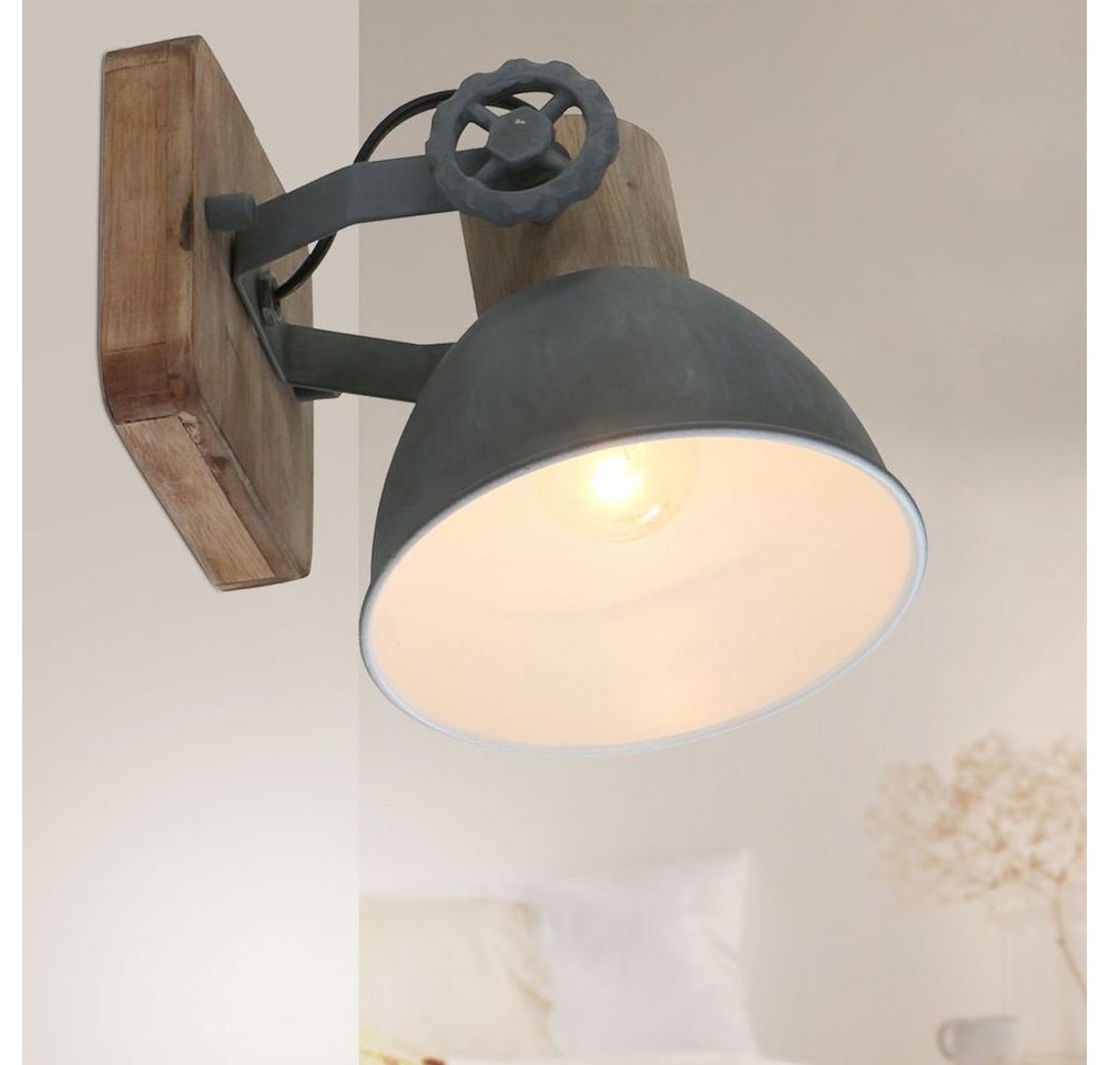 Steinhauer LIGHTING Wandleuchte, Leuchtmittel nicht inklusive, Vintage Wand Lampe grau Eichenholz Wohn Zimmer Leuchte Spot von Steinhauer LIGHTING