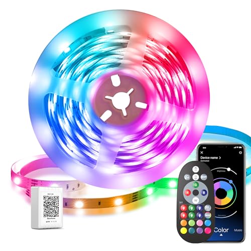 LED Strip 10m, LED Streifen Bluetooth RGB mit App-Steuerung, Led Lichtband Selbstklebend Sync mit Musik, Flexibel LED Lichterkette für Weihnachtsdeko, Küche, Party von Mexllex