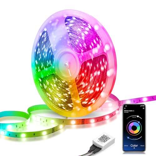 LED Strip 15M(1Rolle), LED Streifen Bluetooth, Farbwechsel LED Lichterkette mit IR fernbedienung und App, Timer-Einstellung Dimmbar, Sync mit Musik, RGB Led Leiste für Schlafzimmer Partei deko von Mexllex