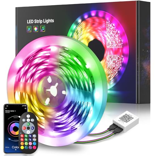 LED Strip 20m, Bluetooth LED Streifen 20m RGB LED Lichterkette Streifen Licht mit Fernbedienung und App,16 Mio. Farben, RGB LED Strip Beleuchtung Leiste Band für Schrankdeko, Zuhause von Mexllex