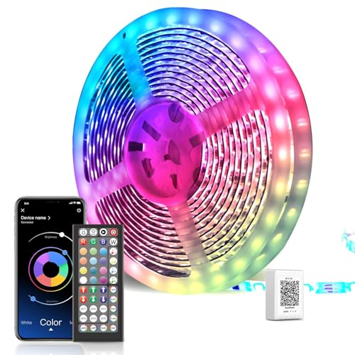 LED Strip 30m, Bluetooth LED Streifen,RGB LED Strip Farbwechsel LED Lichterkette mit Steuerbar via App, Fernbedienung, Sync mit Musik, Bänder für Schlafzimmer TV Zuhause Schrankdek von Mexllex