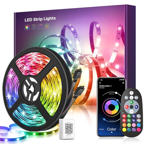 LED Strip 30m (2x15m),Bluetooth RGB LED Streifen Farbwechsel LED Lichterkette 30M mit App Steuerung und Fernbedienung,Musik Sync,LED Band für Schlafzimmer Zuhause Schrankdek von Mexllex