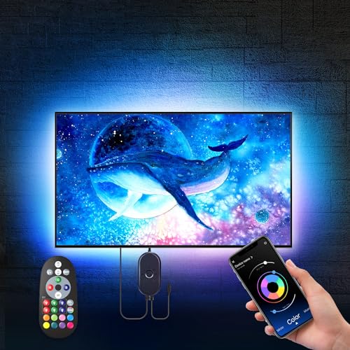 LED TV Hintergrundbeleuchtung für TV 75 bis 85 zoll, LED Strip 5m, Sync zu Musik,Smart Led Backlight 5050 RGB USB LED Beleuchtung Hintergrundbeleuchtung Fernseher für 75 80 85 Zoll PC, Monitor von Mexllex