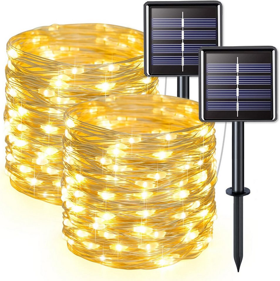 Mexllex LED-Lichterkette Solar LED-Lichterkette 2x Solar Lichterkette Außen 12m 100 LED, 12m 100 LED Outdoor Solarlichterkette, Wasserdicht und 8 Modi Mexllex LED-Lichterkette Solar LED-Lichterkette 2x Solar Lichterkette Außen 12m 100 LED, 12m 100 LED Outdoor Solarlichterkette, Wasserdicht und 8 Modi von Mexllex