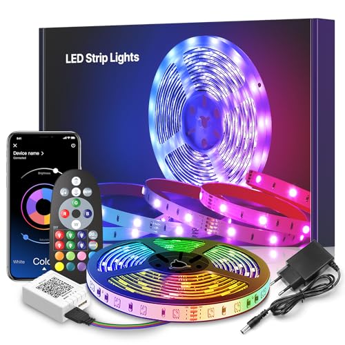 LED Strip 6m, RGB LED Streifen, Lichterkette mit Fernbedienung Upgrade auf 6m, Musiksync Farbwechsel Band Lichter für die Beleuchtung von Mexllex
