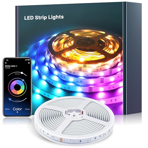 Mexllex LED Strip 40m,Bluetooth LED Streifen mit Fernbedienung und App, 16 Mio. Farben, Sync mit Musik, Led Lichterkette für Schlafzimmer TV Zuhause Schrankdek von Mexllex