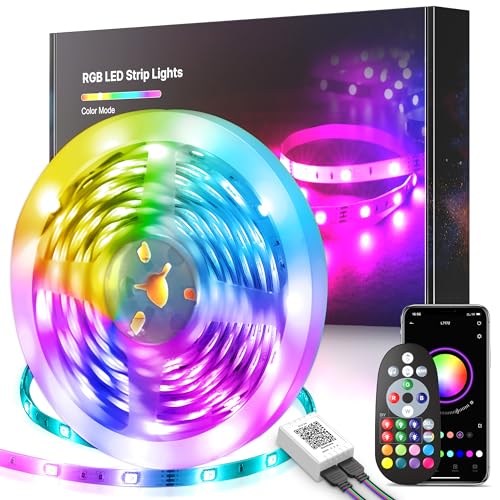 Mexllex LED Strip 6m,LED streifen mit App-Fernbedienung, RGB Musik-sync, Farbwechsel LED lichterkette für Schlafzimmerbeleuchtung, Weihnachtsdekoration von Mexllex