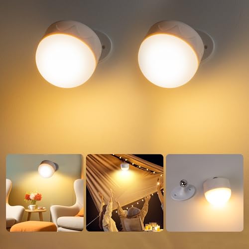 Mexllex LED Wandleuchte Innen, Wandlampe 2 Stück,Touch Control 3 Helligkeitsstufen, für Wohnzimmer Schlafzimmer TreppenhausFlur kabellose wandleuchten (Weiß) von Mexllex