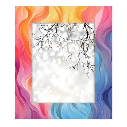 Fließender Regenbogen-Bilderrahmen, geriffelt, 20,3 x 25,4 cm, Wand-Tischdekoration, Bilderrahmen mit Ständer zum Aufhängen Fließender Regenbogen-Bilderrahmen, geriffelt, 20,3 x 25,4 cm, Wand-Tischdekoration, Bilderrahmen mit Ständer zum Aufhängen von Mexpekil