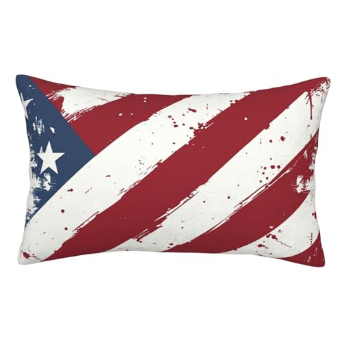 Kissenbezüge mit amerikanischer USA-Flagge und verstecktem Reißverschluss, Heimdekoration, weiche Kissenbezüge, 40 x 60 cm von Mexpekil