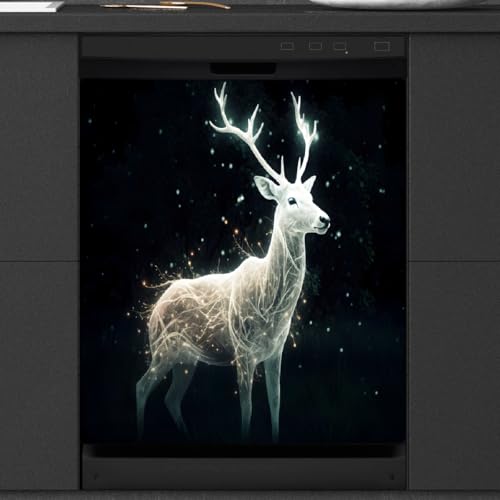 Magnetischer Geschirrspüler-Magnet-Aufkleber mit leuchtendem Hirsch, abstraktes Tier, für Geschirrspüler, Dekoration, Kühlschrank, Küche, Zuhause, Dekoration, 53,3 x 66 cm Magnetischer Geschirrspüler-Magnet-Aufkleber mit leuchtendem Hirsch, abstraktes Tier, für Geschirrspüler, Dekoration, Kühlschrank, Küche, Zuhause, Dekoration, 53,3 x 66 cm von Mexpekil