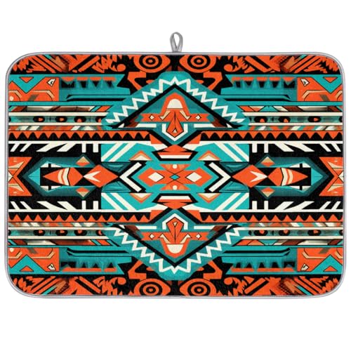 Mexpekil Abtropfmatte, Aztekenmuster, Küchen-Abtropfmatte, Kaffeepad, Küchentheke, Matte für Geschirr, Kaffee, Bar, Arbeitsplatten, 45,7 x 61 cm von Mexpekil