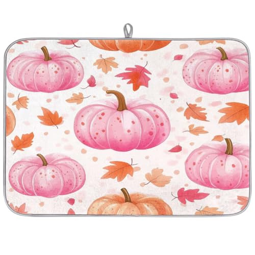 Mexpekil Abtropfmatte, Kürbisse und Blätter, 45,7 x 61 cm, super saugfähig, rutschfest, schnell trocknend, Küchen-Abtropfmatte für Spüle, Arbeitsplatte, Theke, Rosa Mexpekil Abtropfmatte, Kürbisse und Blätter, 45,7 x 61 cm, super saugfähig, rutschfest, schnell trocknend, Küchen-Abtropfmatte für Spüle, Arbeitsplatte, Theke, Rosa von Mexpekil