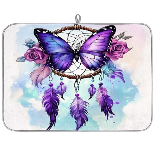 Mexpekil Abtropfmatte, Motiv: Schmetterling, Traumfänger, Küche, Abtropfmatte, Kaffeepad, Küchentheke, Matte für Geschirr, Kaffee, Bar, Arbeitsplatten, 45,7 x 61 cm Mexpekil Abtropfmatte, Motiv: Schmetterling, Traumfänger, Küche, Abtropfmatte, Kaffeepad, Küchentheke, Matte für Geschirr, Kaffee, Bar, Arbeitsplatten, 45,7 x 61 cm von Mexpekil