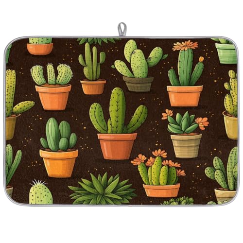 Mexpekil Abtropfmatte, Sukkulenten und Kakteen, Abtropfmatte, Kaffeepad, Küchentheke, Matte für Geschirr, Kaffee, Bar, Arbeitsplatten, 45,7 x 61 cm von Mexpekil