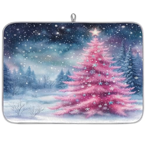 Mexpekil Abtropfmatte, Weihnachtsbäume mit Sternen, 45,7 x 61 cm, super saugfähig, rutschfest, schnell trocknend, Küchen-Abtropfmatte für Spüle, Arbeitsplatte, Theke, Rosa Mexpekil Abtropfmatte, Weihnachtsbäume mit Sternen, 45,7 x 61 cm, super saugfähig, rutschfest, schnell trocknend, Küchen-Abtropfmatte für Spüle, Arbeitsplatte, Theke, Rosa von Mexpekil