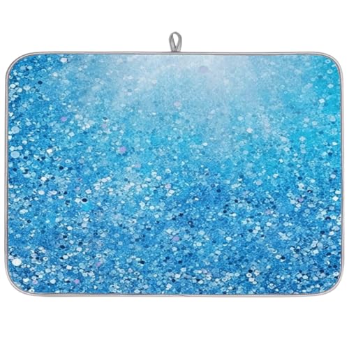 Mexpekil Abtropfmatte, blaue Glitzer-Abtropfmatte, Kaffeepad, Küchentheke, Matte für Geschirr, Kaffee, Bar, Arbeitsplatten, 45,7 x 61 cm von Mexpekil