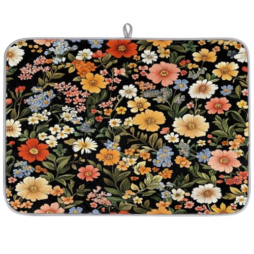 Mexpekil Abtropfmatte, bunte Wildblumen, Abtropfmatte, Kaffeepad, Küchentheke, Matte für Geschirr, Kaffee, Bar, Arbeitsplatten, 45,7 x 61 cm von Mexpekil