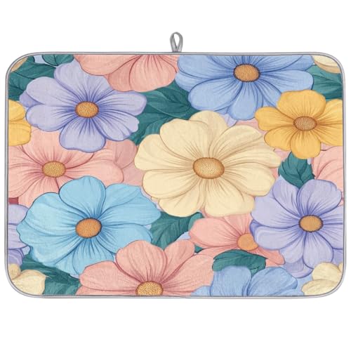 Mexpekil Abtropfmatte, bunte kleine Blumen, Küchen-Abtropfmatte, Kaffeepad, Küchentheke, Matte für Geschirr, Kaffee, Bar, Arbeitsplatten, 45,7 x 61 cm von Mexpekil