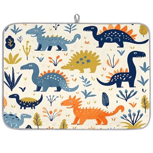 Mexpekil Abtropfmatte, niedliche Dinosaurier, Küchen-Abtropfmatte, Kaffeepad, Küchentheke, Matte für Geschirr, Kaffee, Bar, Arbeitsplatten, 45,7 x 61 cm von Mexpekil