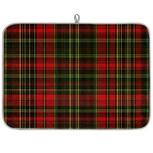 Mexpekil Abtropfmatte, rot und grün, kariert, für Küche, Kaffeepad, Küchentheke, Matte für Geschirr, Kaffee, Bar, Arbeitsplatten, 45,7 x 61 cm von Mexpekil