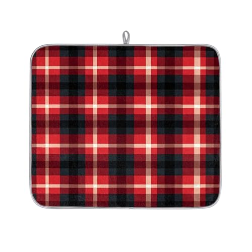 Mexpekil Abtropfmatte, saugfähig, für Küchentheke, rutschfest, für Geschirr, Tassen, Pfannen, 40,6 x 45,7 cm, Rot / Schwarz Mexpekil Abtropfmatte, saugfähig, für Küchentheke, rutschfest, für Geschirr, Tassen, Pfannen, 40,6 x 45,7 cm, Rot / Schwarz von Mexpekil