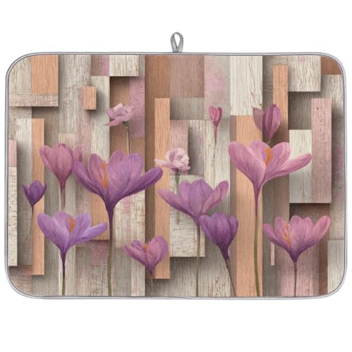 Mexpekil Abtropfmatte, violette Blume, Holzbrett, Küche, Abtropfmatte, Kaffeepad, Küchentheke, Matte für Geschirr, Kaffee, Bar, Arbeitsplatten, 45,7 x 61 cm Mexpekil Abtropfmatte, violette Blume, Holzbrett, Küche, Abtropfmatte, Kaffeepad, Küchentheke, Matte für Geschirr, Kaffee, Bar, Arbeitsplatten, 45,7 x 61 cm von Mexpekil